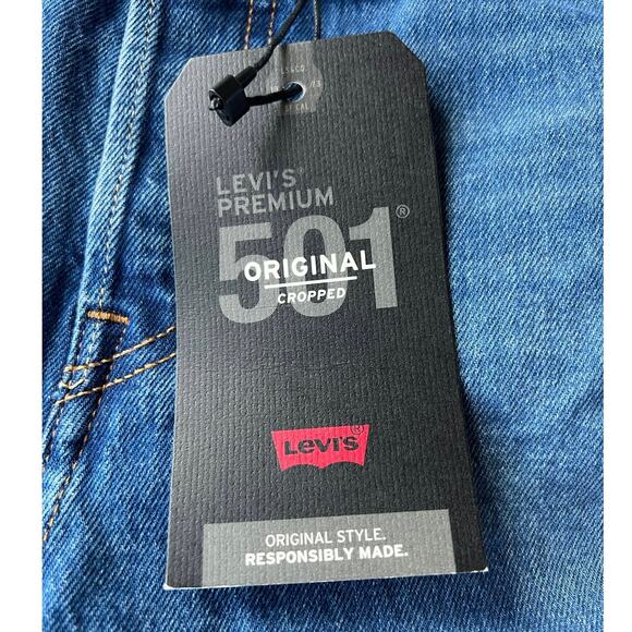 Levi's Women's 501 High-Rise Straight Leg Medium Wash Button Fly Cropped size 29 - Picture 11 of 14